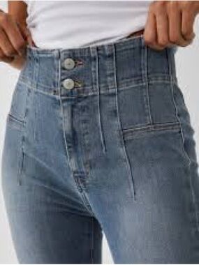 We The Free Medium Wash Indie High Rise Corset Waist Skinny Jeans Sz 32